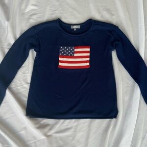Marled Clothing Sweater Sz S Women’s Classic Americana Flag Blue Open Knit